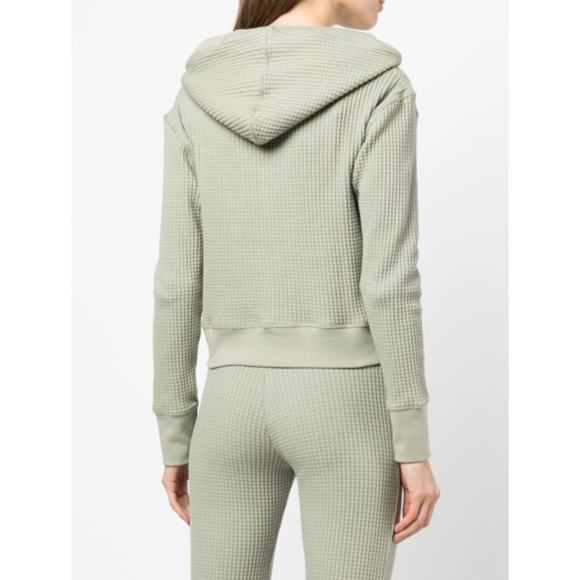 JONATHAN SIMKHAI Standard Everly Waffle Hoodie Willow Green {3T8} - Picture 2 of 6